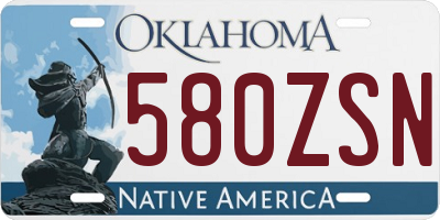 OK license plate 580ZSN