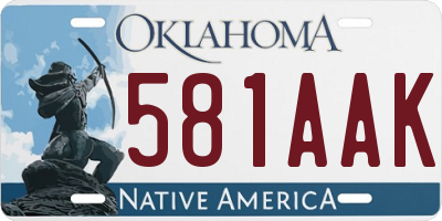 OK license plate 581AAK