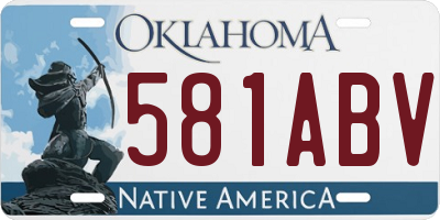 OK license plate 581ABV