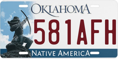OK license plate 581AFH