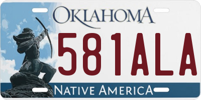 OK license plate 581ALA