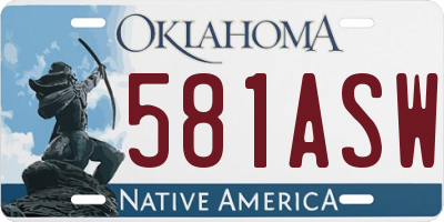 OK license plate 581ASW