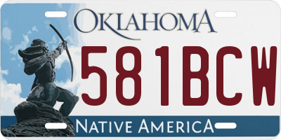 OK license plate 581BCW