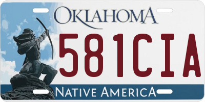 OK license plate 581CIA