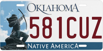 OK license plate 581CUZ
