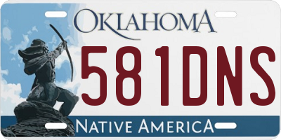 OK license plate 581DNS