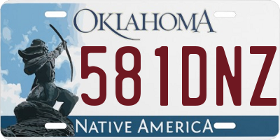 OK license plate 581DNZ