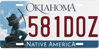 OK license plate 581DOZ