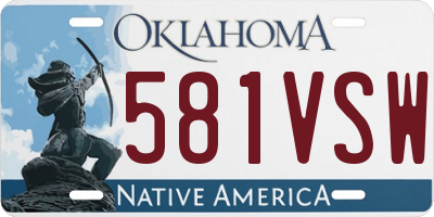 OK license plate 581VSW