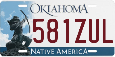 OK license plate 581ZUL