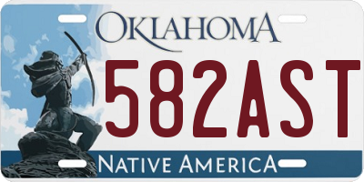OK license plate 582AST