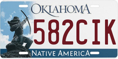 OK license plate 582CIK