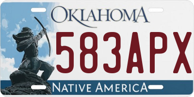 OK license plate 583APX