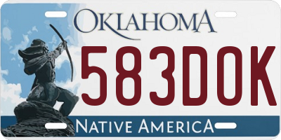 OK license plate 583DOK