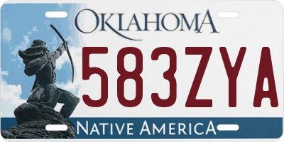 OK license plate 583ZYA