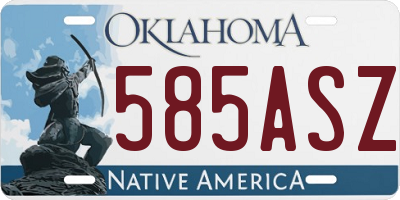 OK license plate 585ASZ