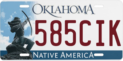 OK license plate 585CIK
