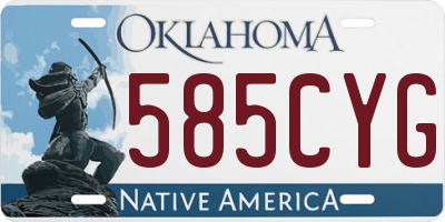 OK license plate 585CYG