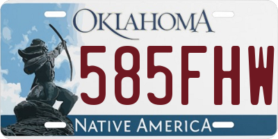 OK license plate 585FHW