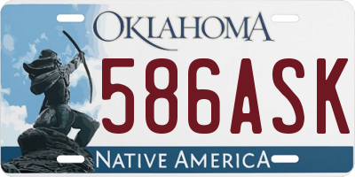 OK license plate 586ASK