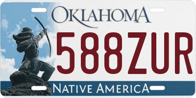 OK license plate 588ZUR