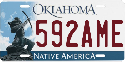 OK license plate 592AME
