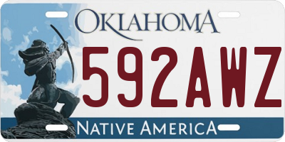 OK license plate 592AWZ