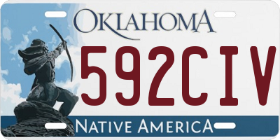 OK license plate 592CIV
