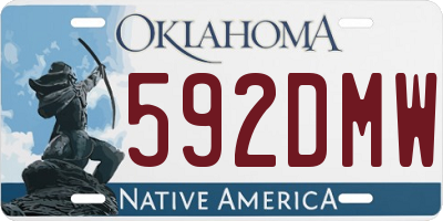 OK license plate 592DMW