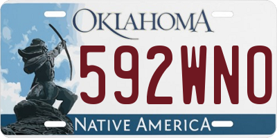 OK license plate 592WNO