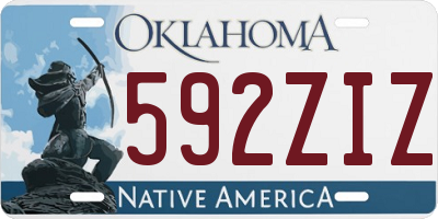 OK license plate 592ZIZ