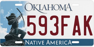 OK license plate 593FAK