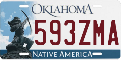 OK license plate 593ZMA