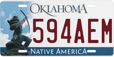 OK license plate 594AEM
