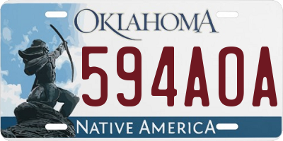 OK license plate 594AOA