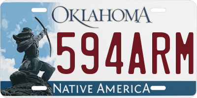 OK license plate 594ARM