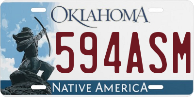 OK license plate 594ASM
