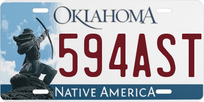 OK license plate 594AST