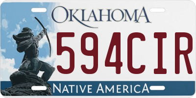 OK license plate 594CIR
