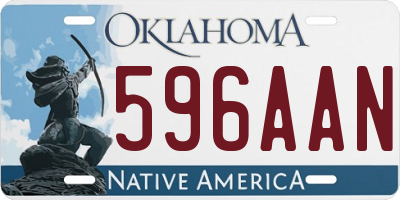 OK license plate 596AAN