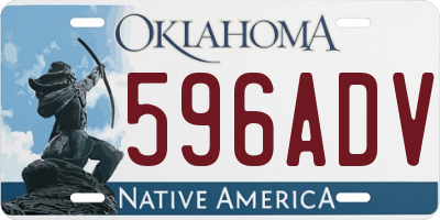 OK license plate 596ADV