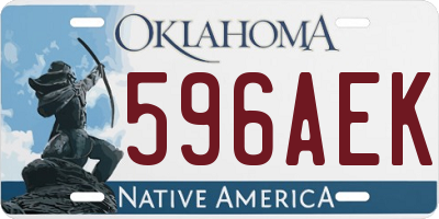 OK license plate 596AEK