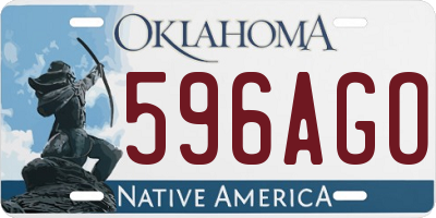 OK license plate 596AGO