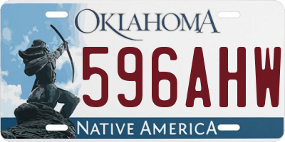 OK license plate 596AHW