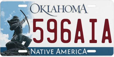 OK license plate 596AIA