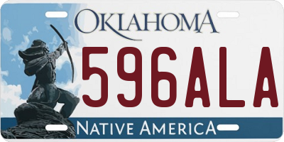 OK license plate 596ALA