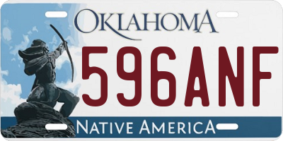 OK license plate 596ANF