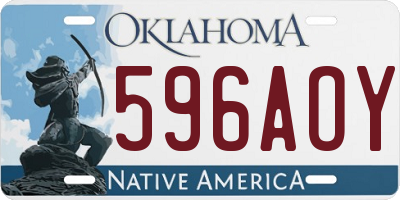 OK license plate 596AOY
