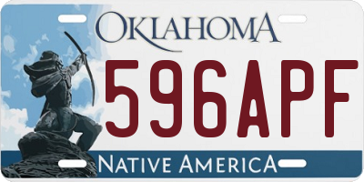 OK license plate 596APF