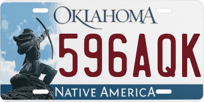 OK license plate 596AQK